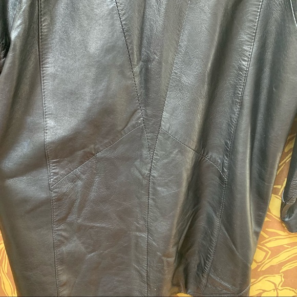 80’s 90’s Drop Waist Puff Sleeve Leather Bomber Jacket - Picture 13 of 16